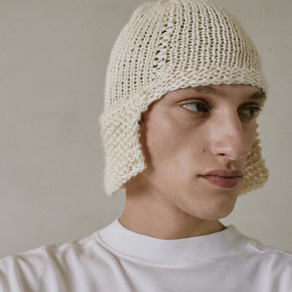 Rib stitch hand-knitting earrings cover Hat 