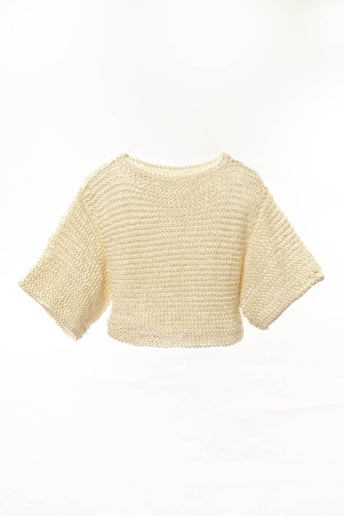 Garter Stitch 3/4 sleeves hand-knitted Top