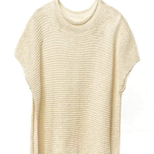 Roll-neck hand-knitted Poncho