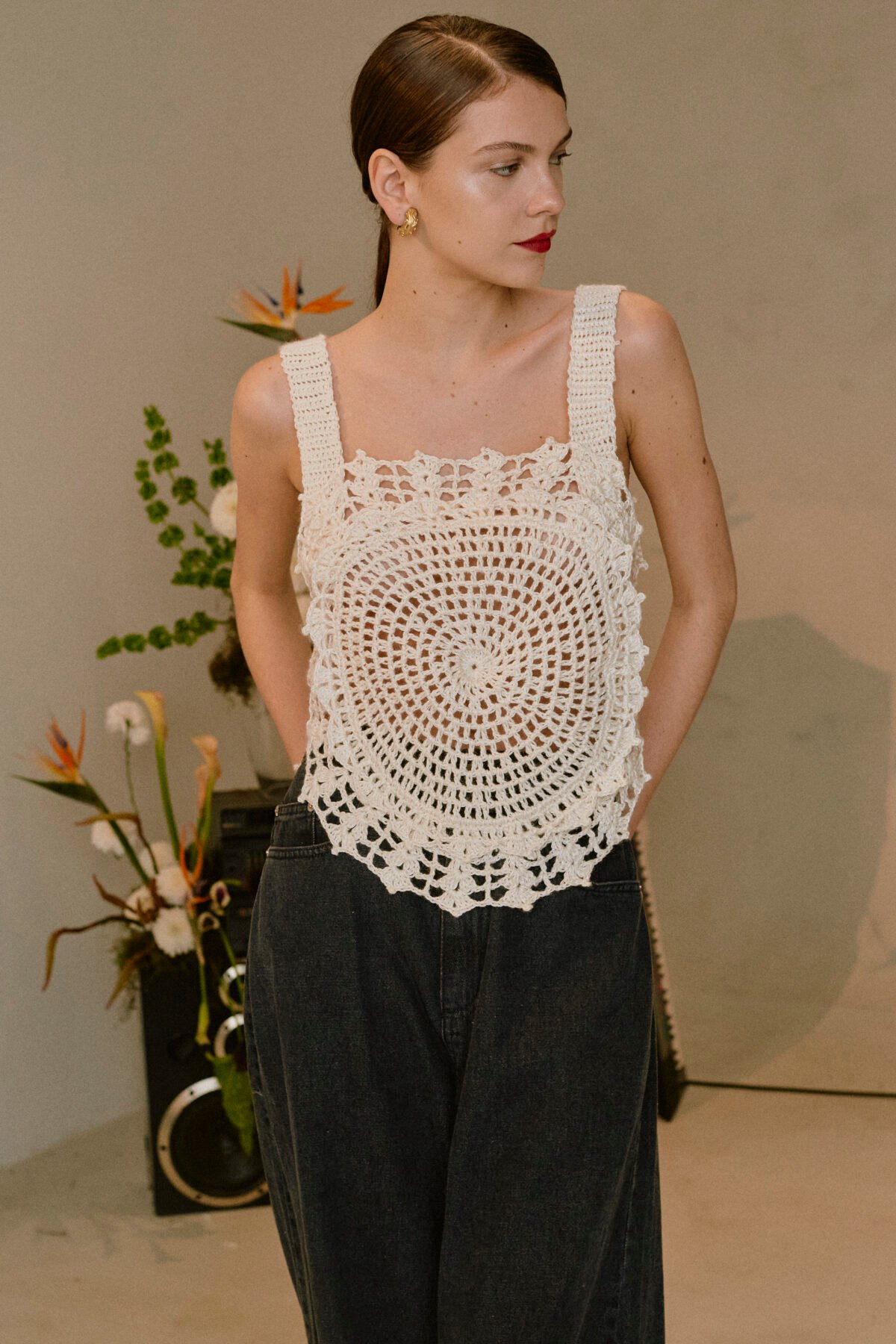 Hand-crocheted Top straps slim fit 